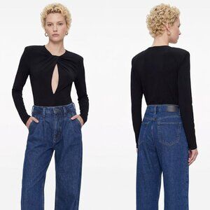 Anine Bing Black Amaya  Long Sleeve Top Size S NWT